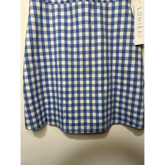 Lumiere Anthropologie Gingham Print Tie Front Dress Blue & White Size Large NWT - Picture 9 of 15